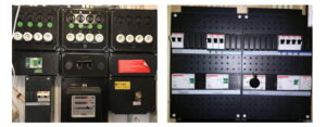 Foto - Links: oude stoppenkast - rechts: moderne groepenkast