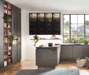Industriële U-keuken Nobilia Riva 839 grijs beton Industriële U-keuken Nobilia Riva 839 grijs beton