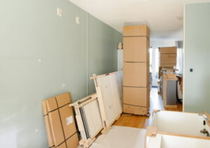 Nieuwe I-KOOK keuken bezorgd thuis - keukenkasten en apparatuur in dozen