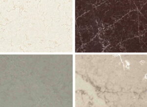 Composiet keukenblad marmerlook kleuren Evora Qstone Mizu Wave, Sakura, Kyoto Mist en Pale Drift Composiet keukenblad marmerlook kleuren Evora Qstone Mizu Wave, Sakura, Kyoto Mist en Pale Drift