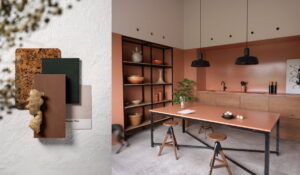 Industriële keuken met aarde rood composiet keukenblad – Silestone Archilla Red Sunlit Days, CO2 neutrale composiet collectie