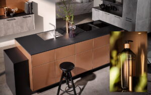 Foto: Luxe zwart met koper kleur keukeneiland - Häcker keuken Luxe zwart met koper kleur keukeneiland - Häcker AV 2045 AV 7070