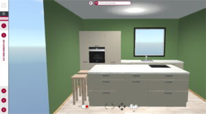 3D Keuken ontwerp van moderne keuken met kookeiland, I-KOOK 3D keukenplanner