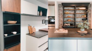Landelijke keukenkast, open vakken en regalen inspiratie in de I-KOOK winkel