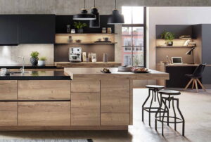Houten wandplanken, Nobilia keuken Structura 402