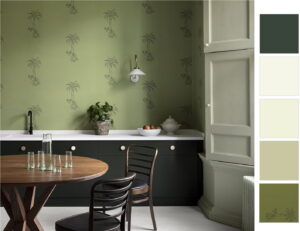 Foto: Keuken verven met Paint & Paper Library: keukenkastjes Stable Green, Wattle I, Willow II & Willow V verf + behang Lighthouse Palm – Chelsea Green Keuken verven met Paint & Paper Library: keukenkastjes Stable Green, Wattle I, Willow II & Willow V verf + behang Lighthouse Palm – Chelsea Green