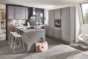 Betonlook moderne keuken u-vorm, Nobilia keuken StoneArt 304