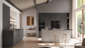 Häcker keuken Concept130 licht en donker beton - cement look kookeiland Häcker keuken Concept130 licht en donker beton - cement look kookeiland