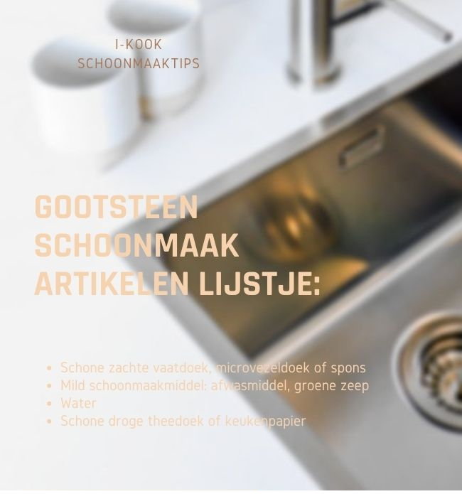 Lijstje met benodigde schoonmaakartikelen voor je gootsteen