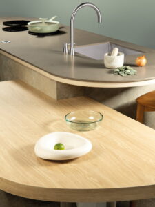 Keukenblad Obsidiana Volcano Warm met onderbouw spoelbak en PITT cooking